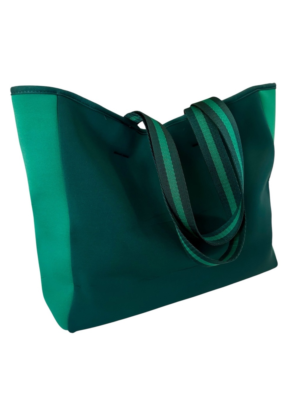 Summersalt Green Neoprene Tote Bag Striped Handles Large Carryall New